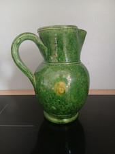 Pichet Terre CERAMIQUE TERRE CUITE VERNISSEE Vert  POT VIN Vallauris 