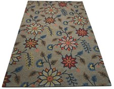 Tapis 100% Laine Gris Orange Fait Main Designer Tapis Oriental 150X240 CM
