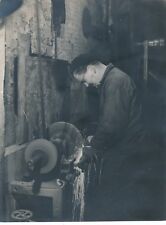 worker milling machine turner silver print 1930s era photograph