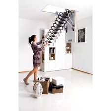 Fakro Attic Ladder Insulated Steel Scissor (350Lb) 25x47 Open 7'7" 9'2" Paintabl