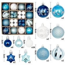Decoration Sapin De Noel 44 Pieces Boule De Noel 3 a 6 cm Ornement Fêtes Bleu OM