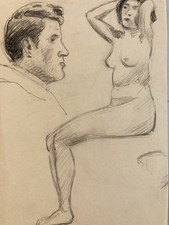 Ancien Beau Dessin Nu 1910