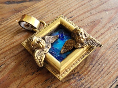 Pendentif anges bronze émail - anges,