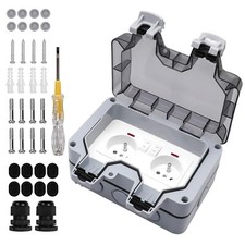 Prise Extérieure étanche avec Interrupteur et Témoin Lumineux, Double Prise