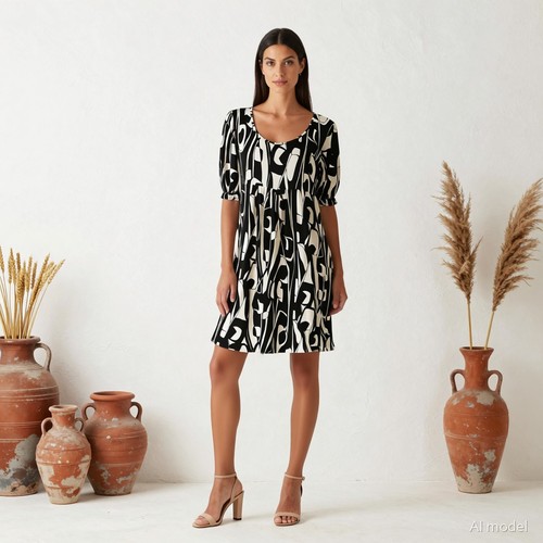 Retro artsy robe longue - artsy, mi-longue