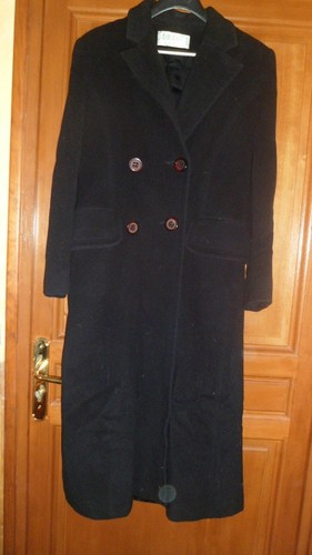 Manteau long noir laine - noir, et