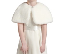 Fleur Fille Fausse Fourrure Étole /Mariage Bolero/Enfant Cape / Haut, Broche