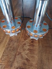 Paire Lampe   Design 70’s Raak Chrome Orang Vintage Deco Loft Luminaire Lumière 