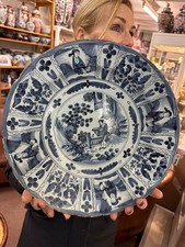 Grand plat bleu et blanc de