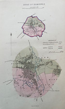 1837 Antique Map; Bury St Edmunds Suffolk, Boundaries and Plan by Robert Dawson