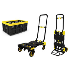 Chariot Pliant Plateforme Transport Paquet Bois 2 IN 1 Max 137KG + Panier