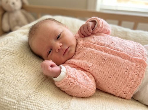 Gilet bébé rose fait main - bébé, en