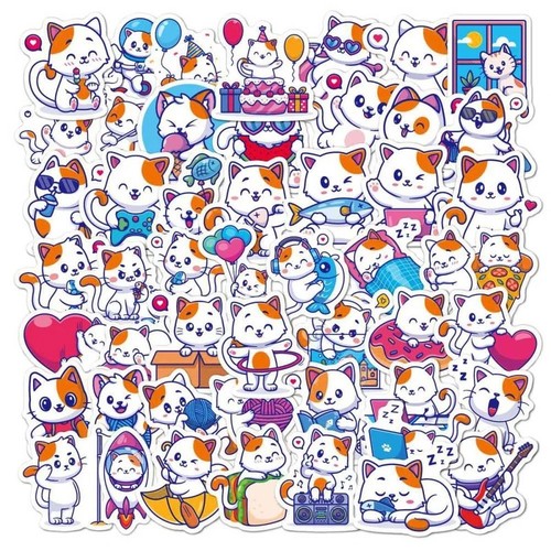 Stickers chats kawaii - 50,