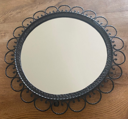Miroir soleil fleur fer - fer, forgé