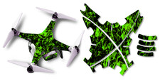 DJI Phantom 2 Drone Wrap RC Quadcopter Decal Custom Skin Accessory Green Flames