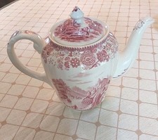  Vintage Villeroy & Boch Burgenland Germany Coffee Tea Pot  with Lid Red & White