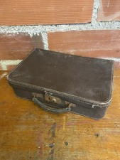 Antique Brown Boiled Cardboard Suitcase Metal Clasp Vintage #C550
