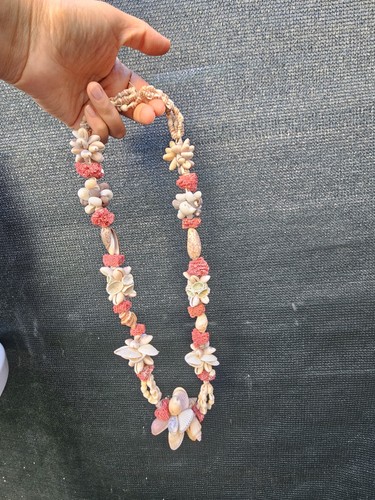Collier coquillages corail - collier,
