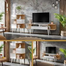 NOUVEAU komodee Forio Ensemble de Meubles Mural TV, Blanc-Chêne, 230x35x102 cm