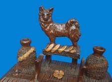 Dog Glazed Earthen Inkwell - Folk Art