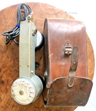 Ancien Téléphone d'essai N°959 de 1973 Combiné à cadran avec sa sacoche en cuir.