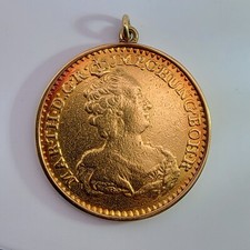1761 Austria, Netherlands~ Maria Theresa 2 Souverain D'Or Gold Coin Pendant~RARE