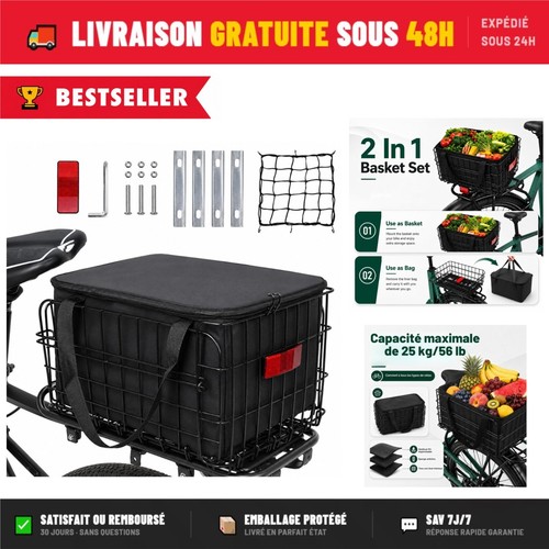 Panier arrière vélo pliable - panier,