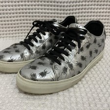 Authentic Paul Smith 'BASSO' LEATHER SILVER BEETLE SNEAKERS  TRAINERS US 9