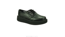 T.U.K. V8883 TUK Viva 2 Anneaux Rond Bas Creeper Noir Perforé Rockabilly