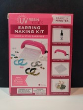 UV Resin Craft Hoop & Stud Earring Jewelry Making Kit w/ Lamp Open Box