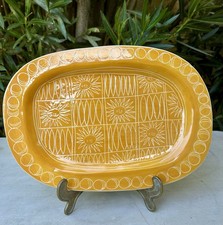 Ceramic dish signed Jacques Pouchain 1950s yellow