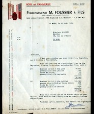 LE MANS (72) CARPENTRY / WOODEN PANELS "Mr. FOUSSIER" invoice 1958
