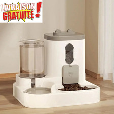 Distributeur Chat Sans Électricité Croquettes + Eau Système Antifuite