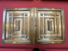 Pair of real oak wood furniture doors decorated with functional lock