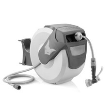 Dévidoir mural automatique gris FUXTEC 20m tuyau arrosage pivotant