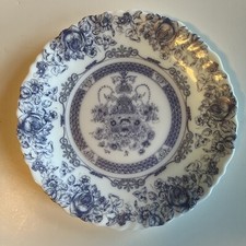 Vintage Arcopal Honorine Salad Plate Blue & White France Scalloped Edge 7.25