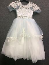 Abaowedding Robe Communion Blanc Bleu Âge 6-7 Ans TD015 II 01