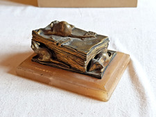 BOITE A DENT DE LAIT COFFRET BRONZE DORE LIVRE 4 SOURIS ALBATRE NAPOLEON III