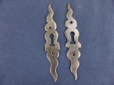 2 entrées serrure flammes fer ancienne Louis XIII portes armoire bahut ht 14 cm