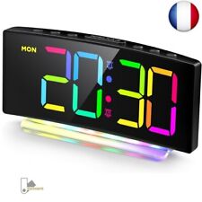 HERMIC Reveil, Reveil numérique LED Courbé avec Lumière RGB, Reveil Matin Se