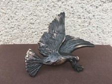 Ancienne colombe en laiton / Laquée noire / Oiseau / Déco / A détourner