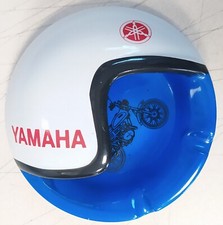 Rare Antique Yamaha AT1 Helmet Shaped Motorcycle Advertising Ceramic Ashtray 