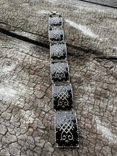 Ivar T Holth sterling silver Enamel  bracelet Norway Norwegian vtg estate 3076