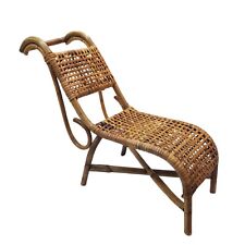 Vintage Wicker Doll Chair Chaise Lounge Rattan Boho Mini Woven Long Chair