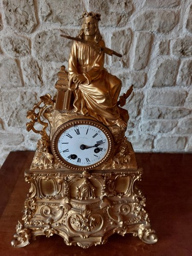 Grande pendule bronze dore - pendule,