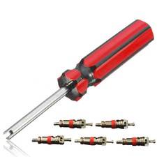 Outil démonte obus de valve schrader pour pneus auto moto vélo + 5 obus - NEUF