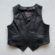 XPERT Performance Leather Vest Mens XLarge Black Full Zip Ride Biker Moto