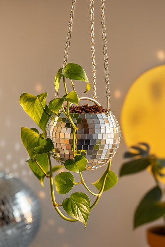 Cache pot boule disco - boule, suspendu