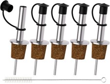 5x becs verseurs pour bouteilles et 1x brosse de nettoyage bec verseur en liè...