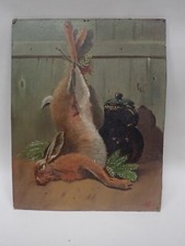 Ancienne peinture "nature morte" au lièvre